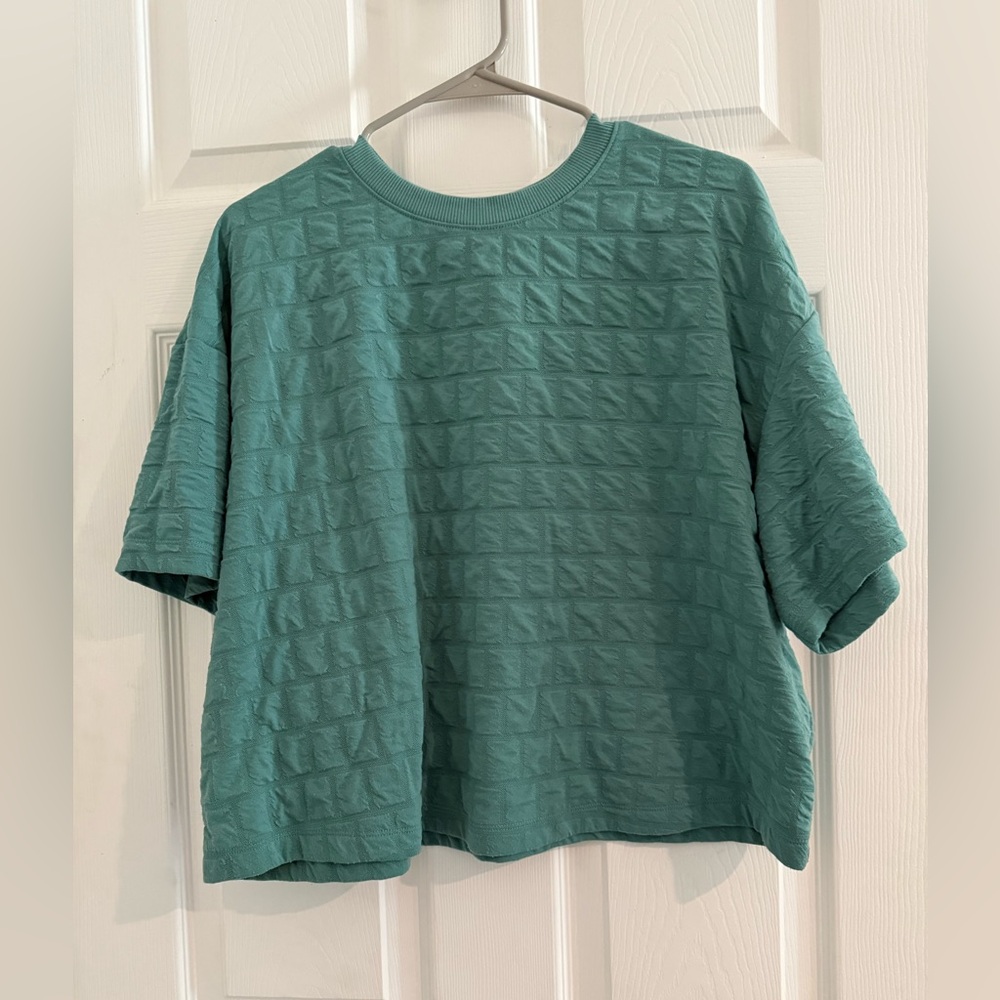 a new day Teal Textured Crop Top